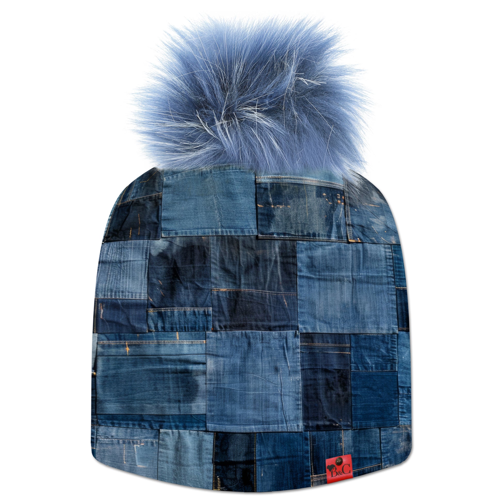 Bonnet Lincoln pour hommes et femmes, son imprimé en patchwork de jeans offrira à votre tenue un côté cool et décontracté. Il est sublimé par son pompon Stone Washed en synthétique et de son étiquette en cuir rouge signée Beanie and Clyde.