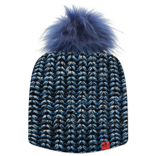 Bonnet Mickael pour hommes et femmes, avec son imprimé à cordes d'un bleu marin, vous apporterez une touche d'air frais à votre style. Il est sublimé par son pompon Encre Bleue en synthétique et de son étiquette en cuir rouge signée Beanie and Clyde.
