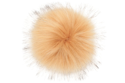 Pompon Abricot, dans une teinte chaude et marron, avec une texture douce et soyeuse, idéal pour un look naturel et raffiné.