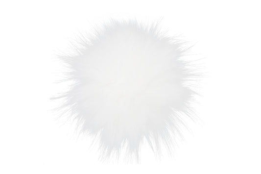 Pompon couleur neige, blanc éclatant avec une texture douce et soyeuse, parfait pour accessoiriser un bonnet avec élégance.